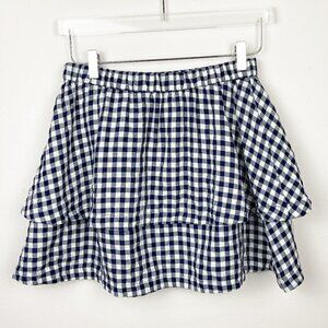 MADEWELL | Navy & White Gingham Check Skirt Grannycore Cottagecore